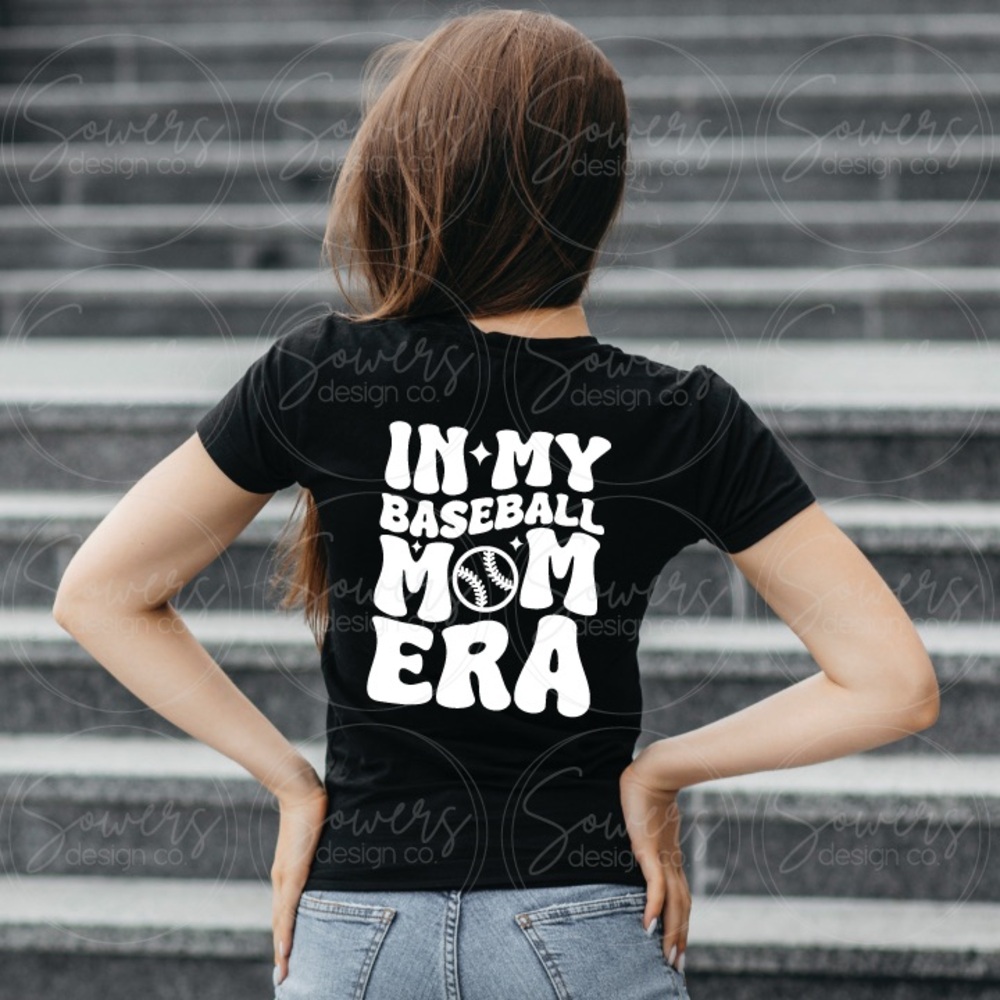 Black "In My Baseball Mom Era" Short Sleeve Tee